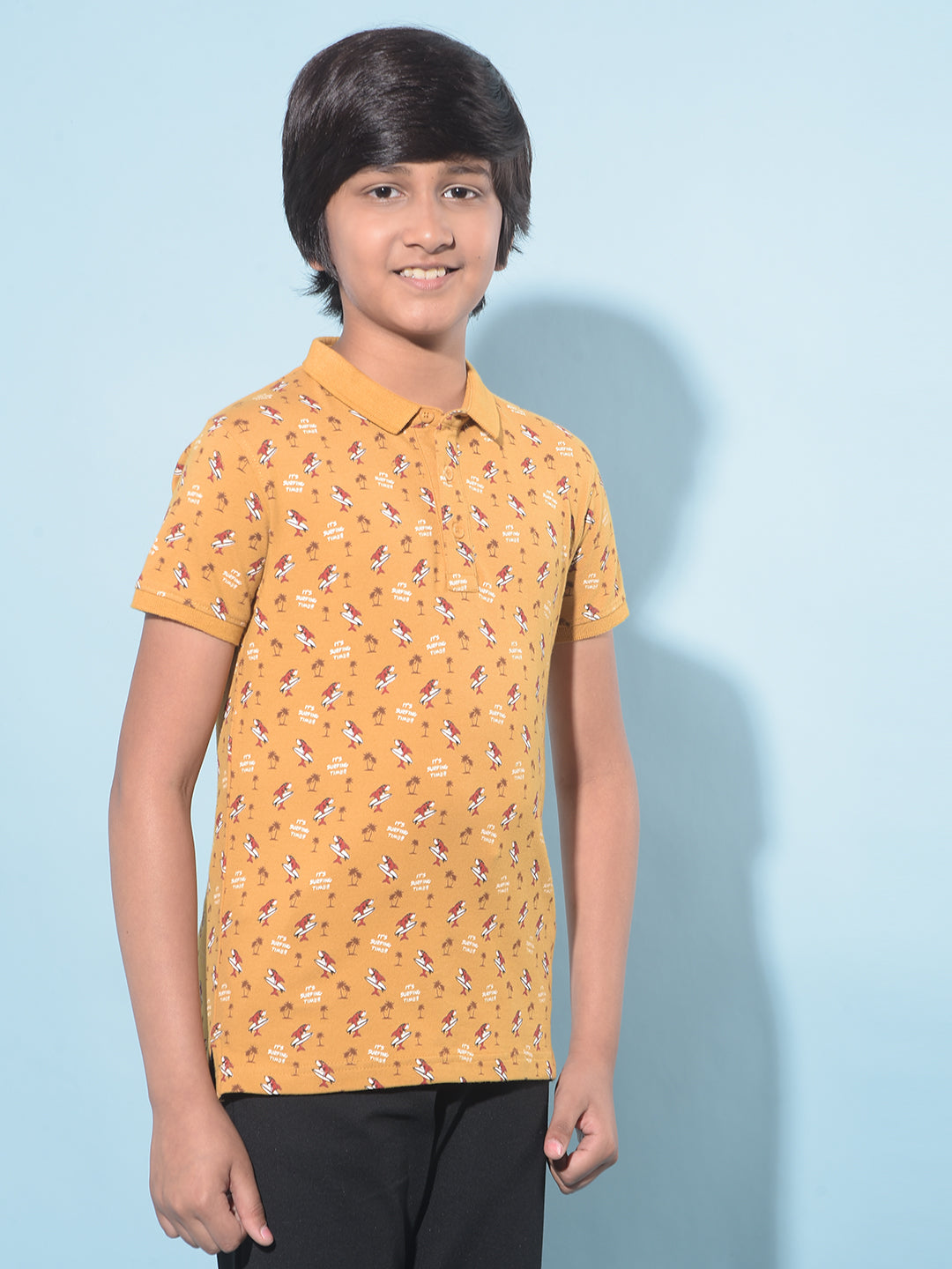 Mustard Printed T-Shirt-Boys T-Shirts-Crimsoune Club