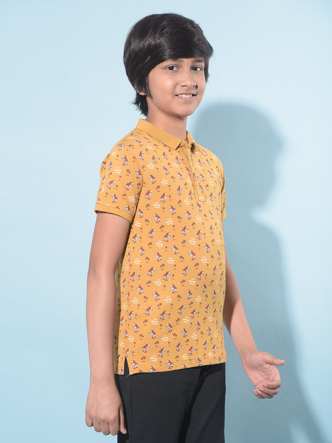 Mustard Printed T-Shirt-Boys T-Shirts-Crimsoune Club