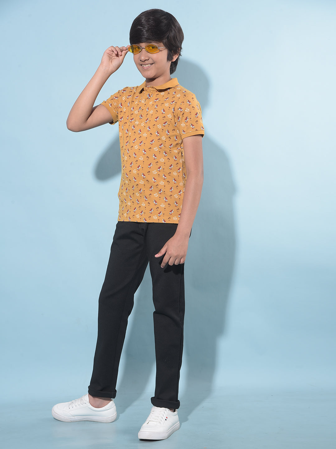 Mustard Printed T-Shirt-Boys T-Shirts-Crimsoune Club