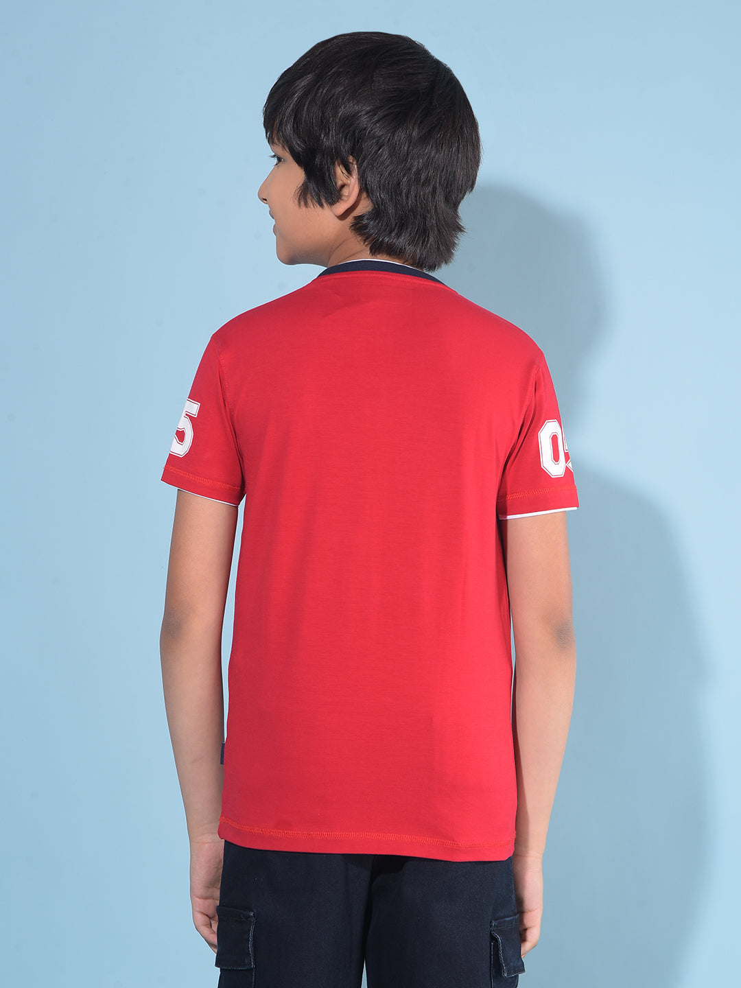 Red Graphic Print Cotton T-Shirt-Boys T-Shirts-Crimsoune Club