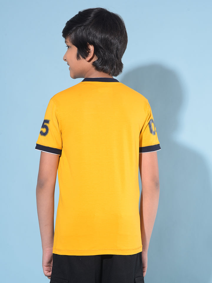 Mustard Graphic Print T-Shirt-Boys T-Shirts-Crimsoune Club