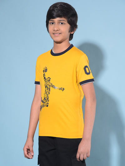 Mustard Graphic Print T-Shirt-Boys T-Shirts-Crimsoune Club