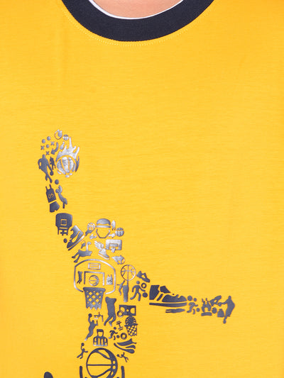 Mustard Graphic Print T-Shirt-Boys T-Shirts-Crimsoune Club