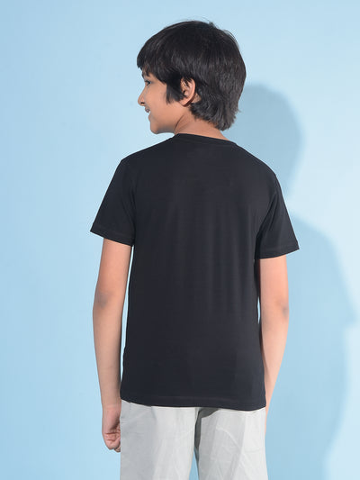 Black Typographic Print T-Shirt-Boys T-Shirts-Crimsoune Club