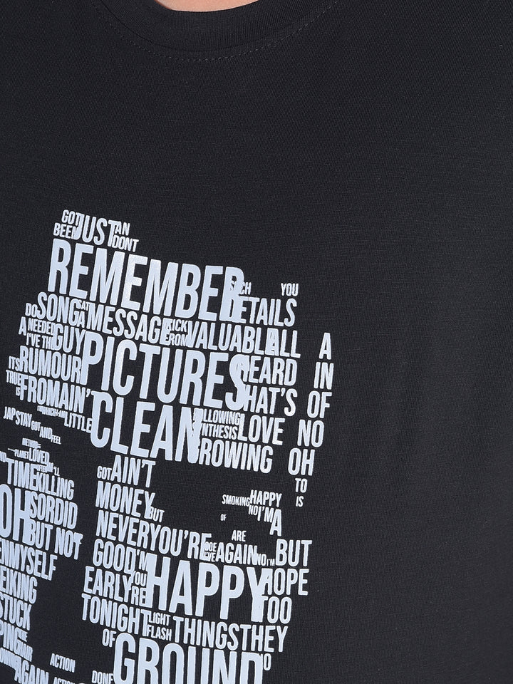 Black Typographic Print T-Shirt-Boys T-Shirts-Crimsoune Club