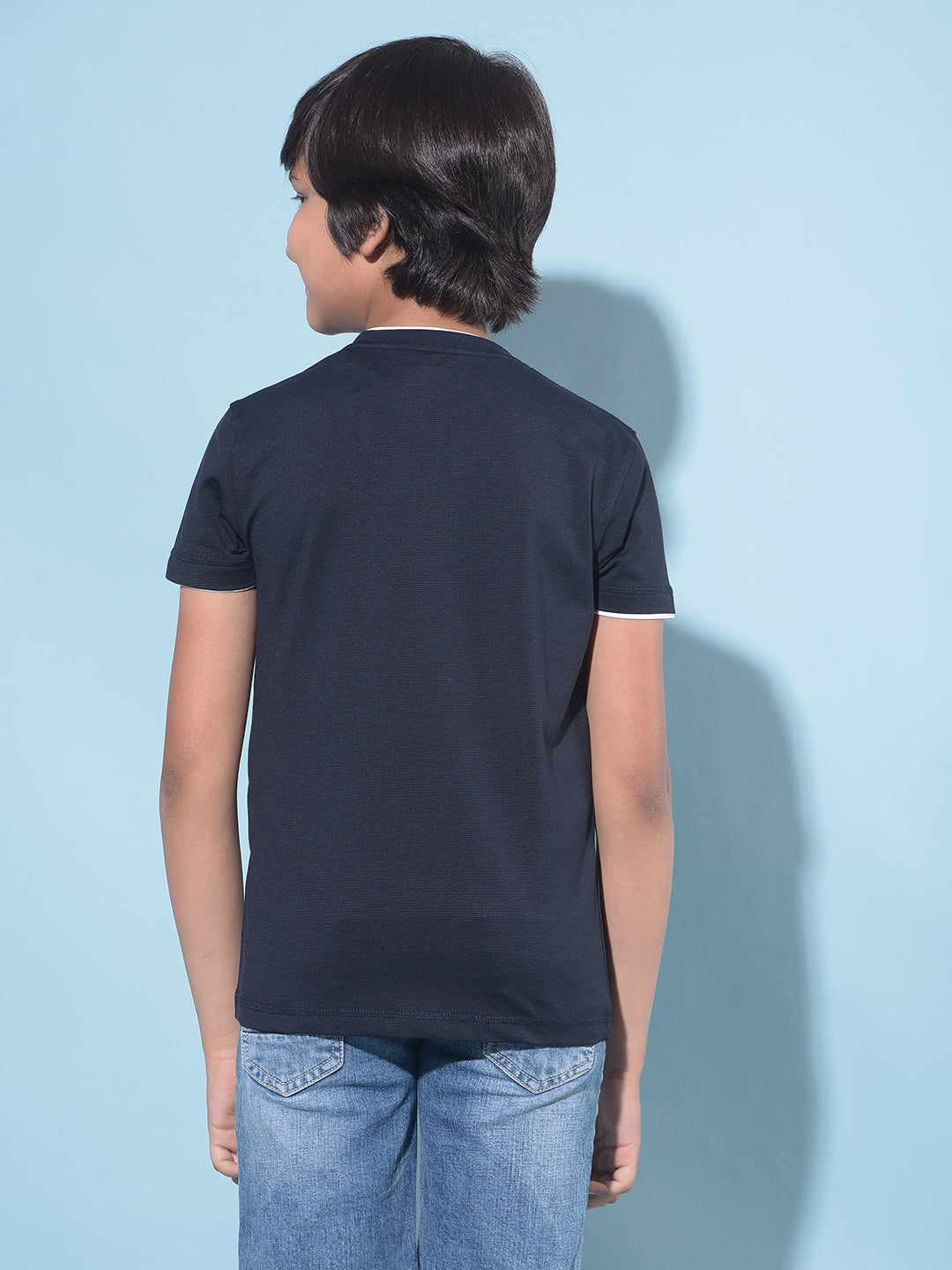 Navy Blue Typographic Printed T-Shirt-Boys T-Shirts-Crimsoune Club