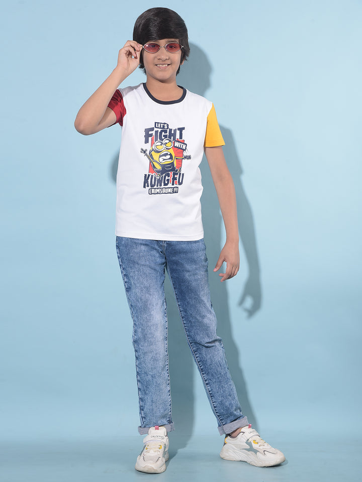 White Graphic Print T-Shirt-Boys T-Shirts-Crimsoune Club