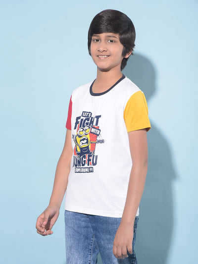 White Graphic Print T-Shirt-Boys T-Shirts-Crimsoune Club