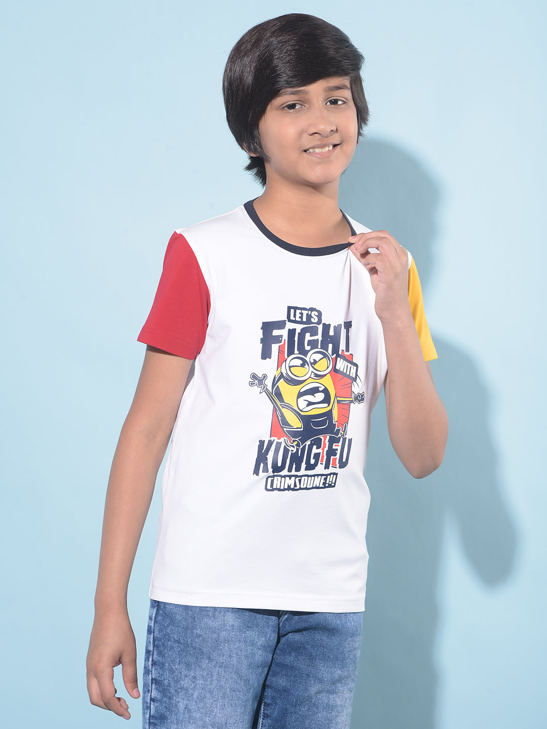 White Graphic Print T-Shirt-Boys T-Shirts-Crimsoune Club