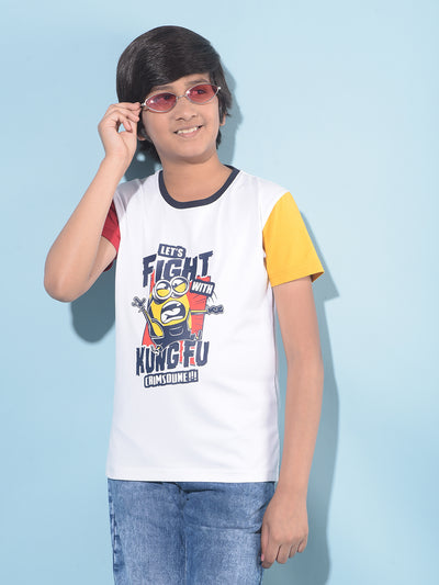 White Graphic Print T-Shirt-Boys T-Shirts-Crimsoune Club