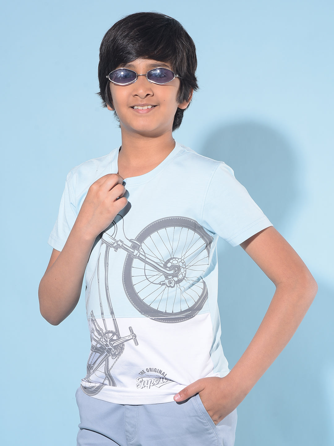 Blue Graphic Print T-Shirt-Boys T-Shirts-Crimsoune Club