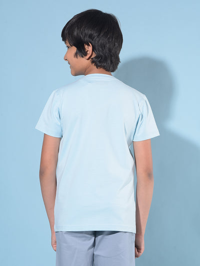 Blue Graphic Print T-Shirt-Boys T-Shirts-Crimsoune Club