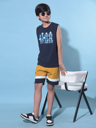 Navy Blue Graphic Print T-Shirt-Boys T-Shirts-Crimsoune Club