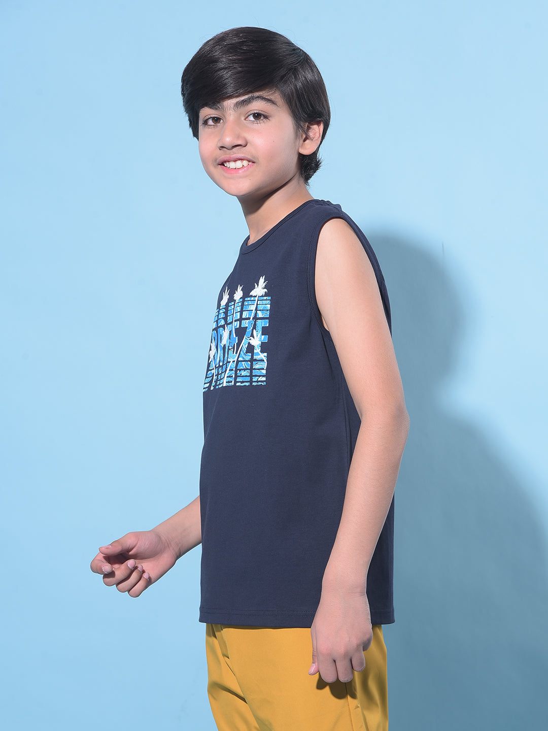 Navy Blue Graphic Print T-Shirt-Boys T-Shirts-Crimsoune Club