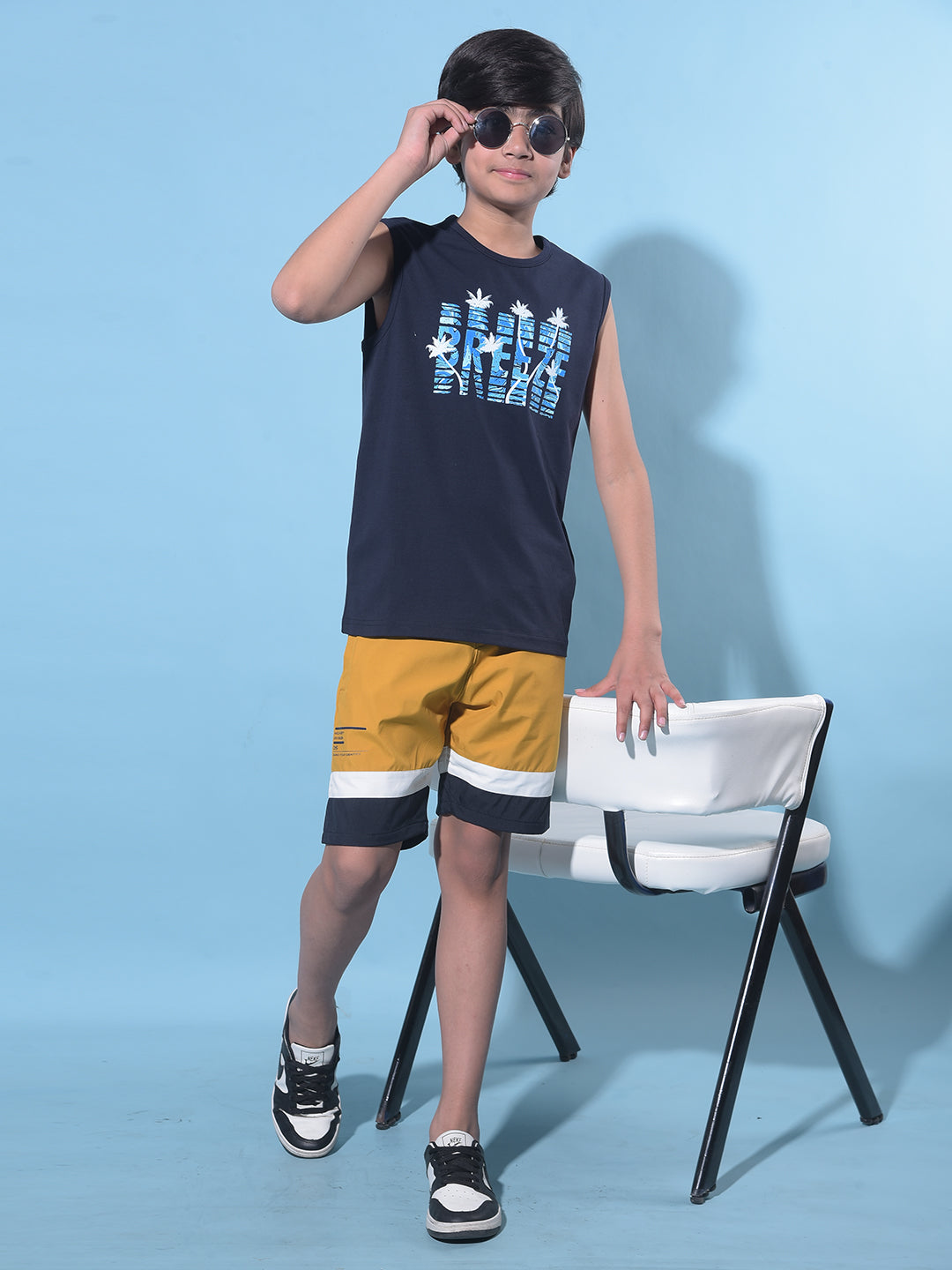 Navy Blue Graphic Print T-Shirt-Boys T-Shirts-Crimsoune Club