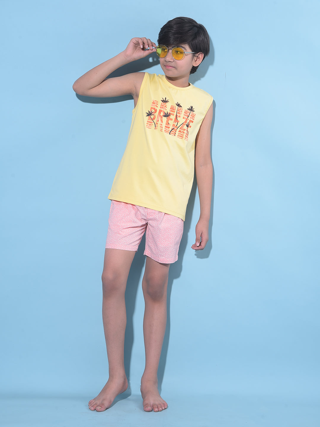 Yellow Graphic Print T-Shirt-Boys T-Shirts-Crimsoune Club