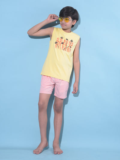 Yellow Graphic Print T-Shirt-Boys T-Shirts-Crimsoune Club