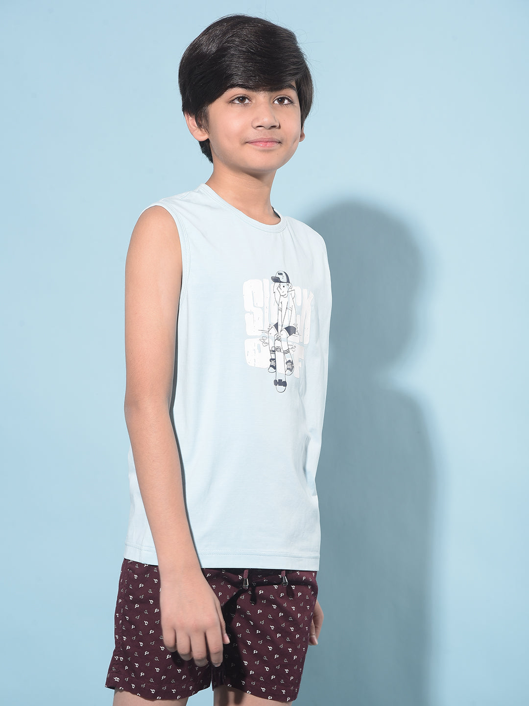 Blue Graphic Print T-Shirt-Boys T-Shirts-Crimsoune Club