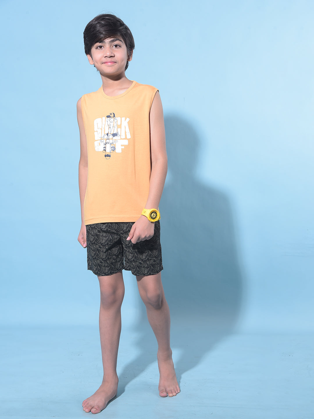 Mustard Graphic Print T-Shirt-Boys T-Shirts-Crimsoune Club