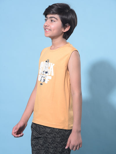 Mustard Graphic Print T-Shirt-Boys T-Shirts-Crimsoune Club