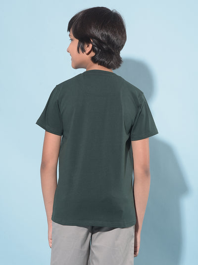 Green Typographic Printed T-Shirt-Boys T-Shirts-Crimsoune Club