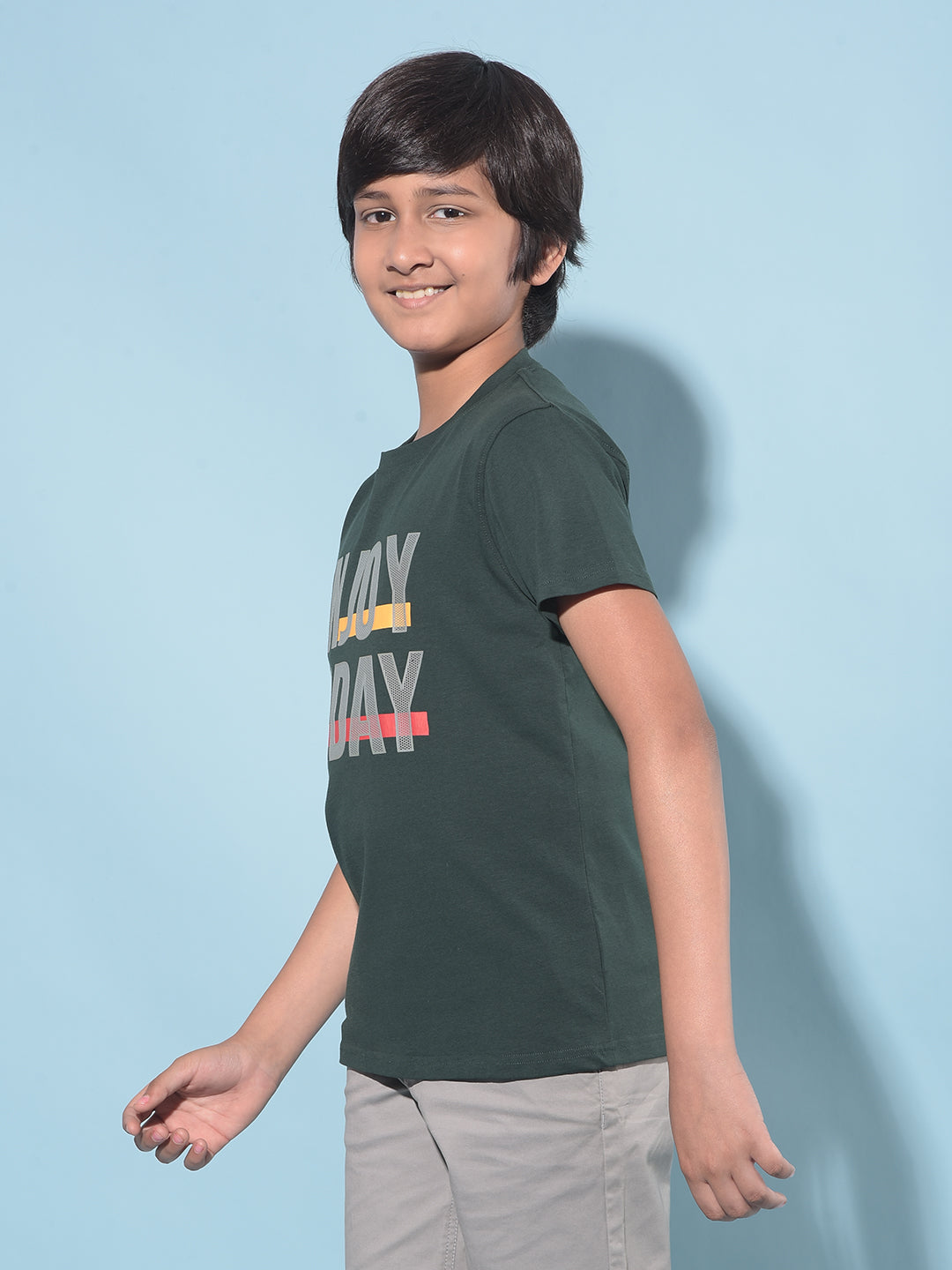 Green Typographic Printed T-Shirt-Boys T-Shirts-Crimsoune Club