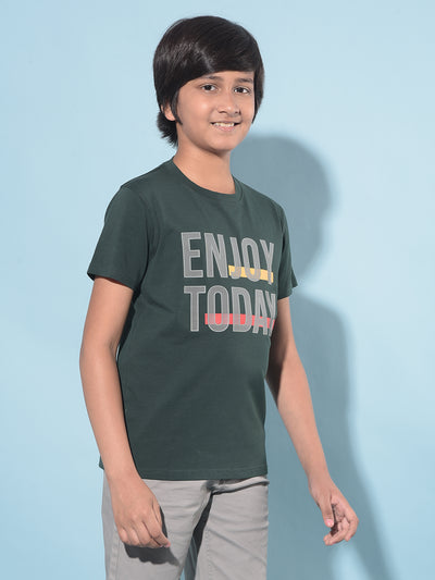 Green Typographic Printed T-Shirt-Boys T-Shirts-Crimsoune Club