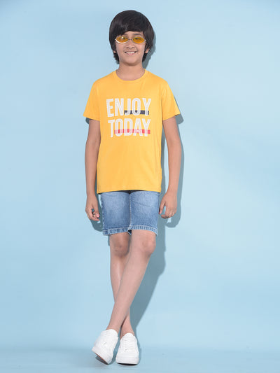 Mustard Typographic Printed T-Shirt-Boys T-Shirts-Crimsoune Club