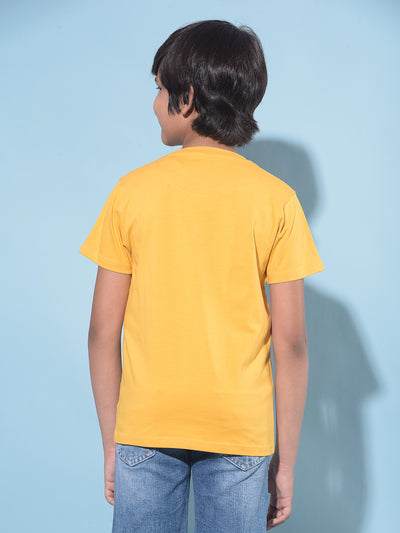 Mustard Typographic Printed T-Shirt-Boys T-Shirts-Crimsoune Club