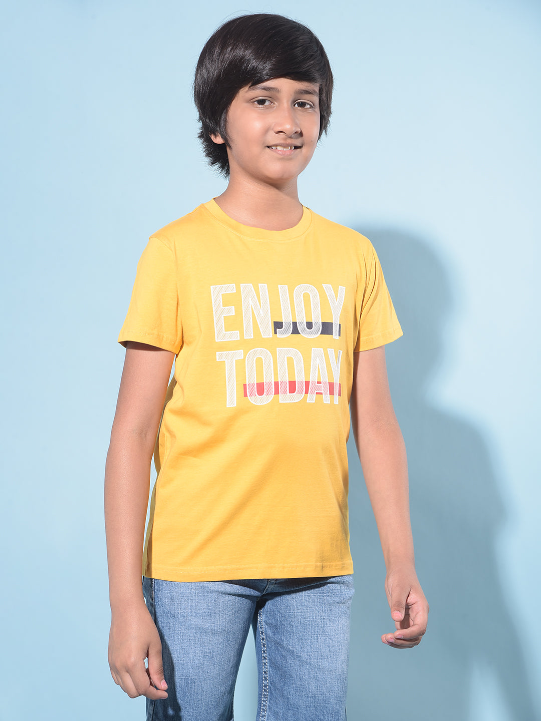 Mustard Typographic Printed T-Shirt-Boys T-Shirts-Crimsoune Club