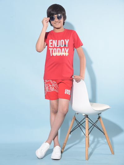 Red Typographic Printed T-Shirt-Boys T-Shirts-Crimsoune Club