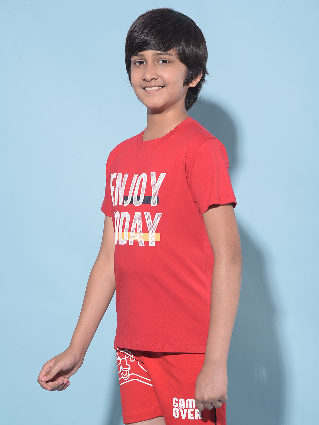 Red Typographic Printed T-Shirt-Boys T-Shirts-Crimsoune Club