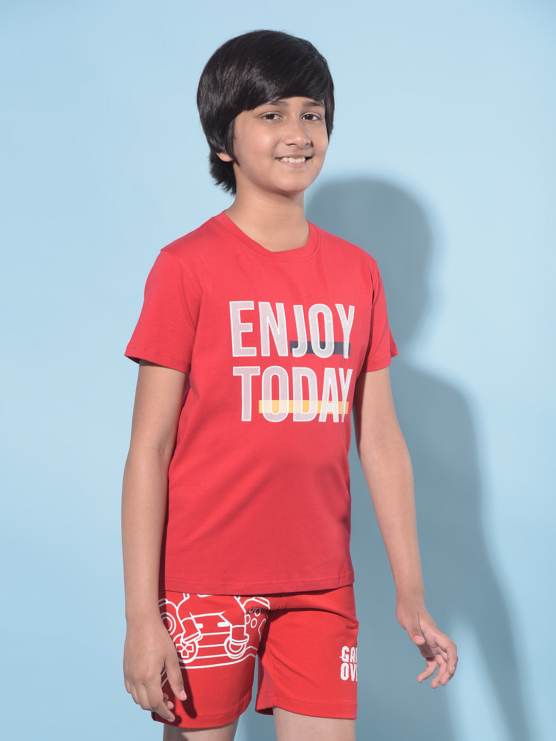 Red Typographic Printed T-Shirt-Boys T-Shirts-Crimsoune Club