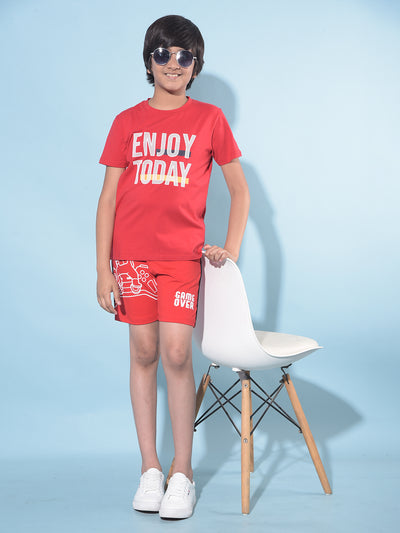 Red Typographic Printed T-Shirt-Boys T-Shirts-Crimsoune Club