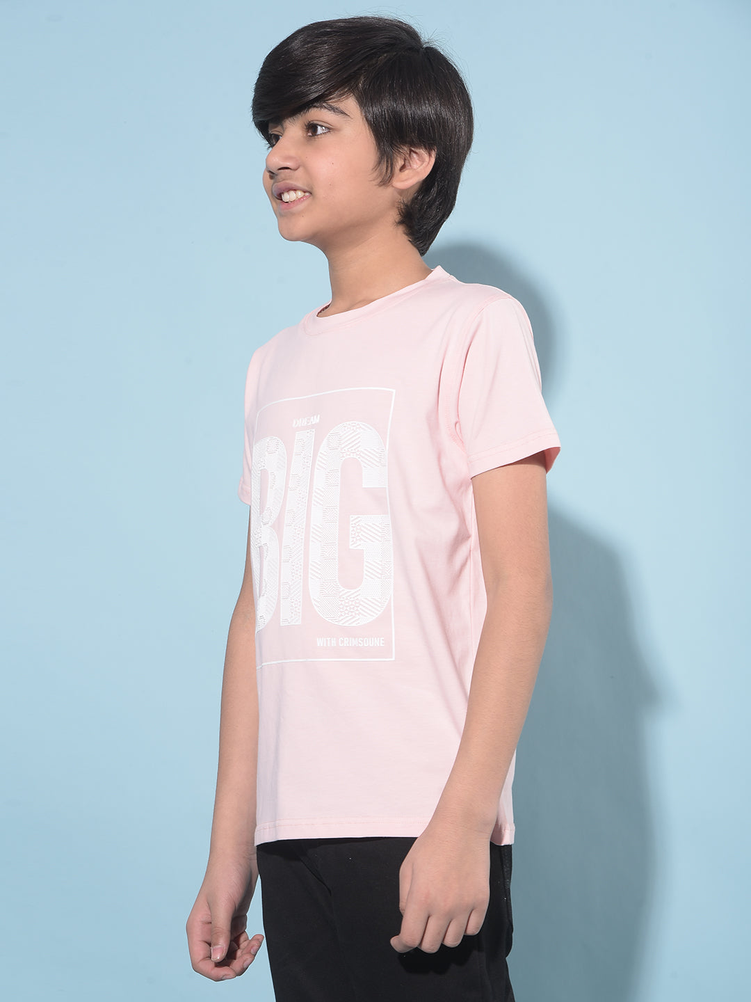 Pink Typographic Printed T-Shirt-Boys T-Shirts-Crimsoune Club