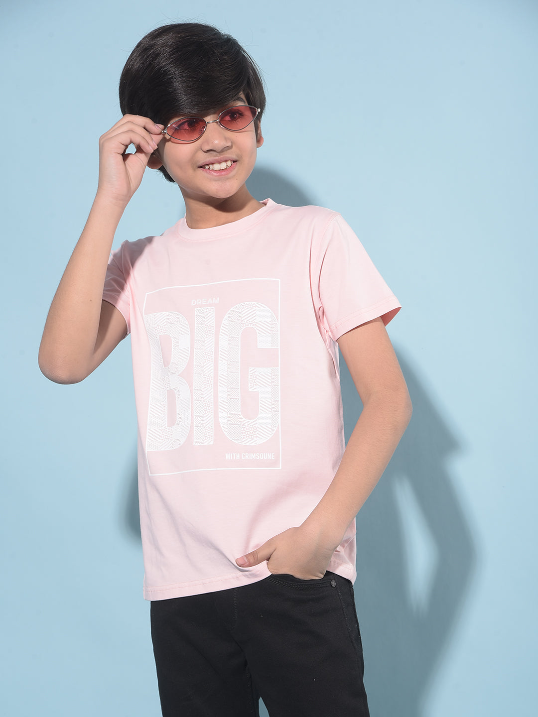 Pink Typographic Printed T-Shirt-Boys T-Shirts-Crimsoune Club