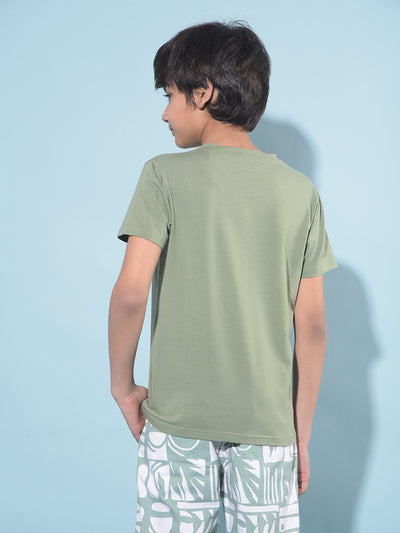 Green Typographic Printed T-Shirt-Boys T-Shirts-Crimsoune Club