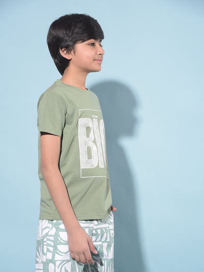 Green Typographic Printed T-Shirt-Boys T-Shirts-Crimsoune Club