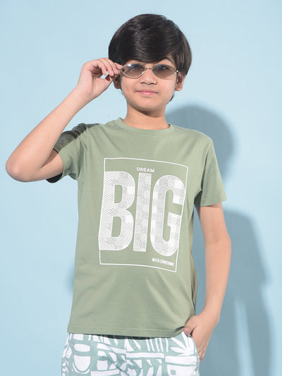 Green Typographic Printed T-Shirt-Boys T-Shirts-Crimsoune Club