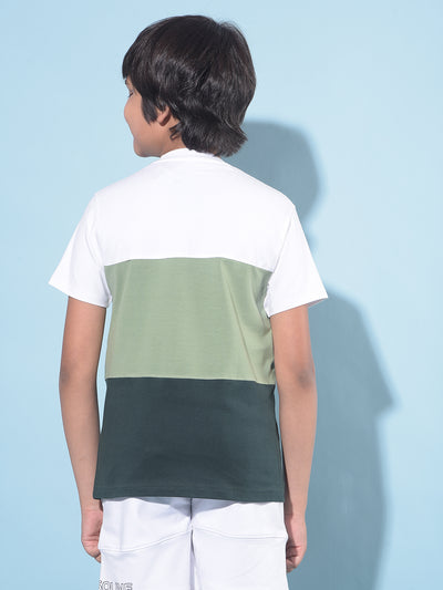 Green Color-Blocked T-Shirt-Boys T-Shirts-Crimsoune Club