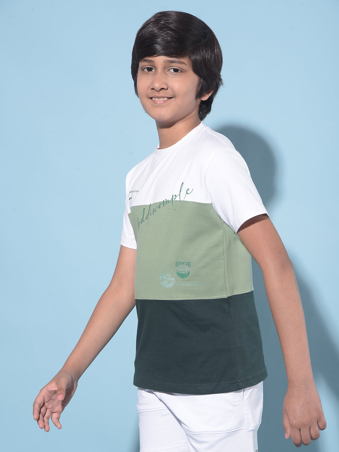 Green Color-Blocked T-Shirt-Boys T-Shirts-Crimsoune Club