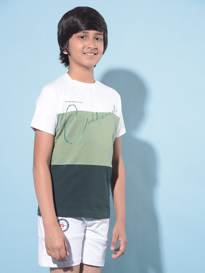 Green Color-Blocked T-Shirt-Boys T-Shirts-Crimsoune Club