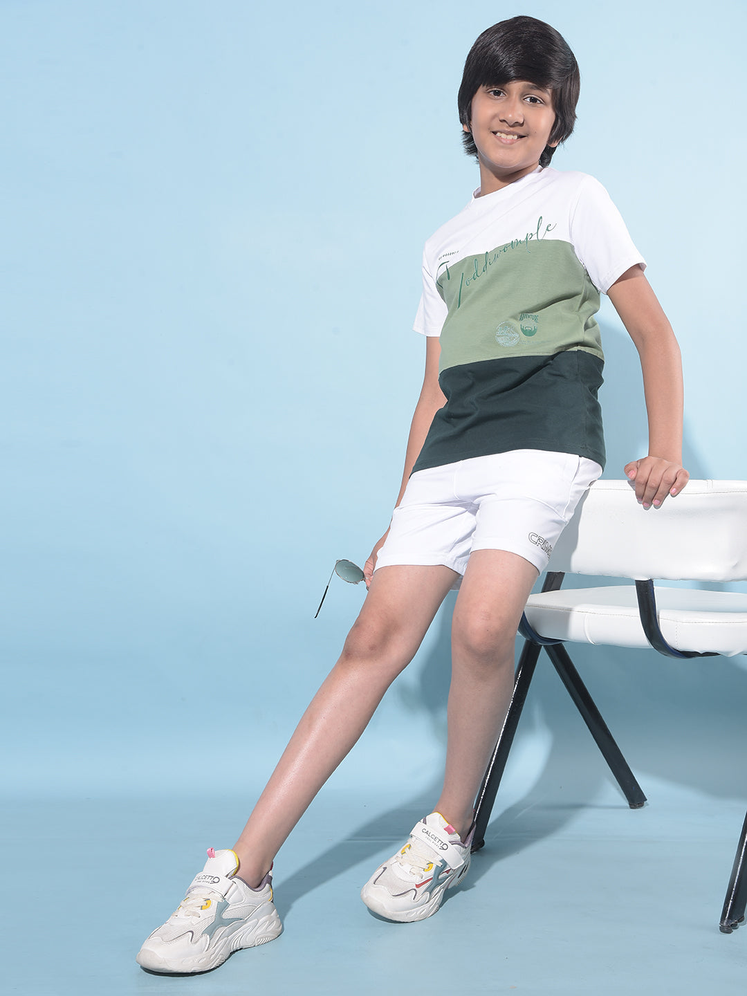 Green Color-Blocked T-Shirt-Boys T-Shirts-Crimsoune Club