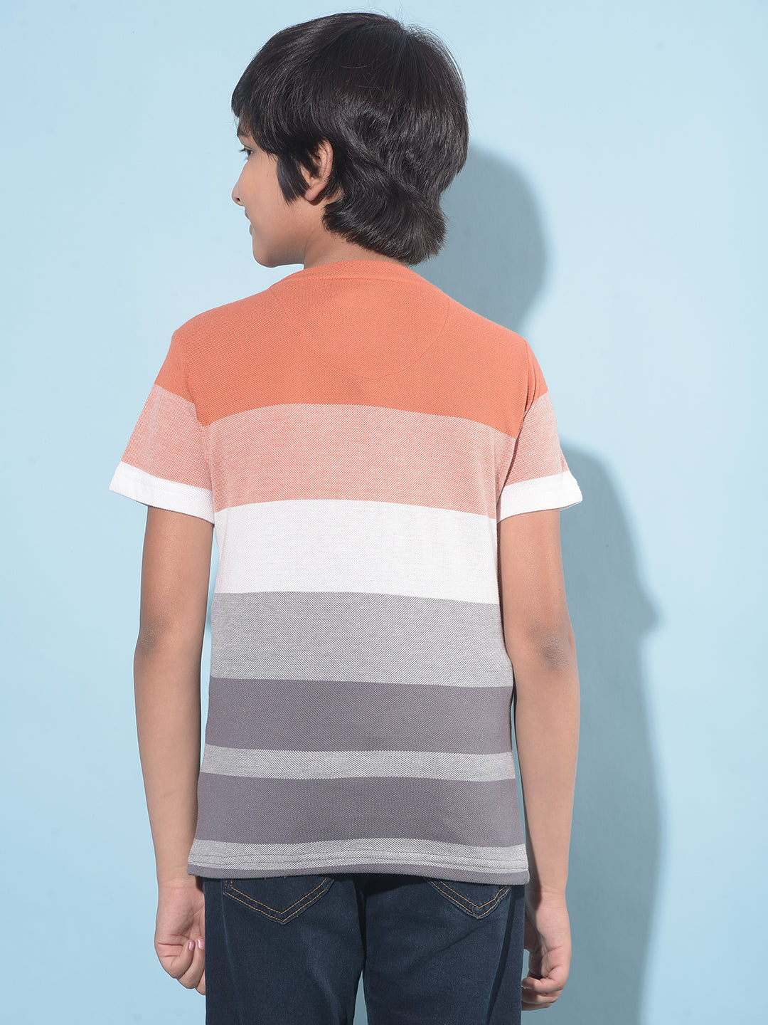 Orange Color-Blocked T-Shirt-Boys T-Shirts-Crimsoune Club