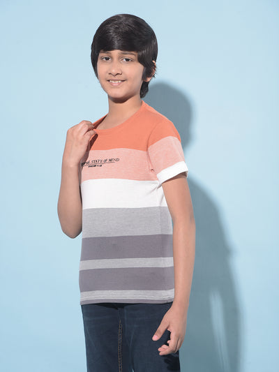 Orange Color-Blocked T-Shirt-Boys T-Shirts-Crimsoune Club