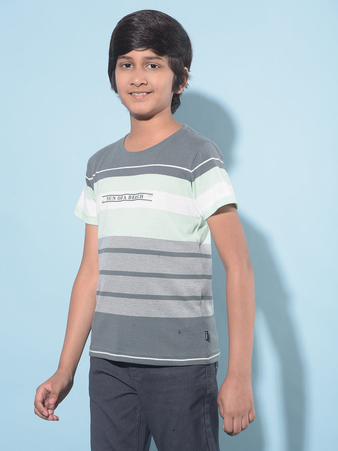 Grey Horizontal Striped T-Shirt-Boys T-Shirts-Crimsoune Club