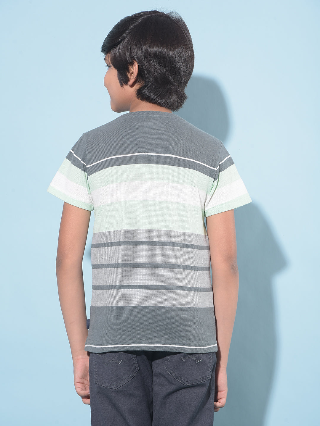 Grey Horizontal Striped T-Shirt-Boys T-Shirts-Crimsoune Club