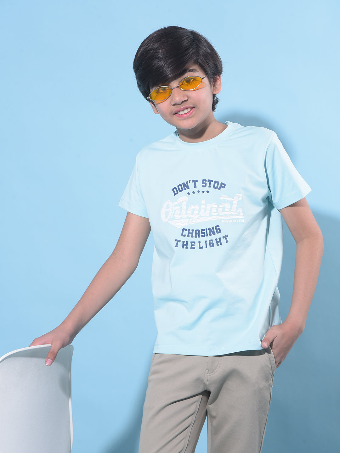 Blue Typographic Printed T-Shirt-Boys T-Shirts-Crimsoune Club