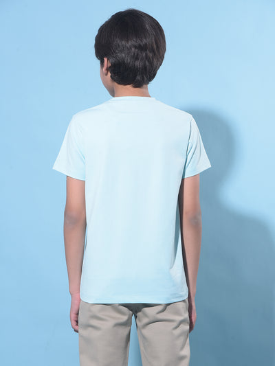 Blue Typographic Printed T-Shirt-Boys T-Shirts-Crimsoune Club