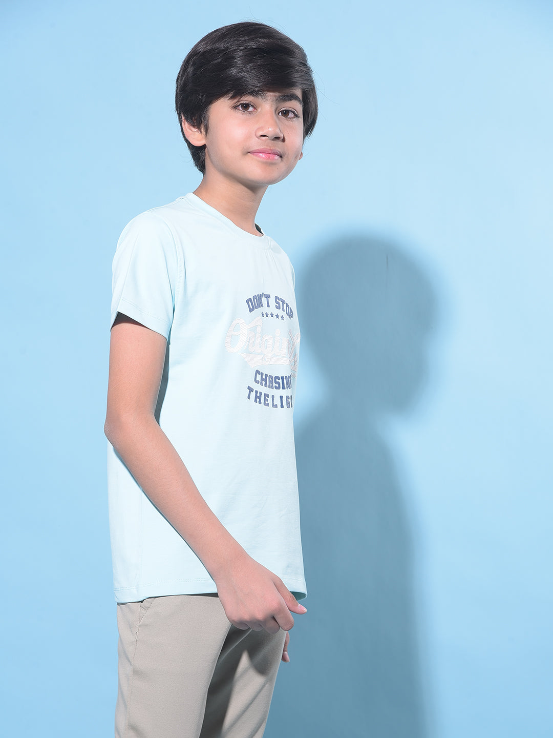 Blue Typographic Printed T-Shirt-Boys T-Shirts-Crimsoune Club